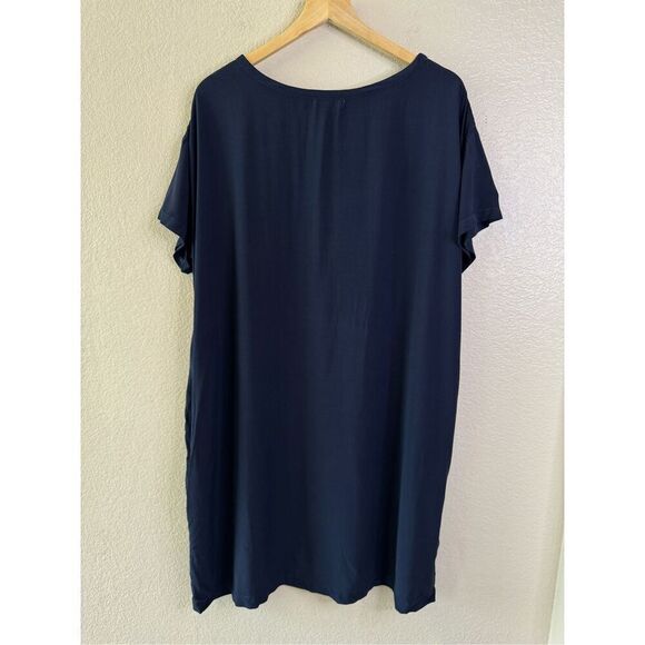 CP Shades Oversized Rayon Shirt Dress Womens Sz XS Navy Blue Pockets Minimalist - Picture 7 of 10